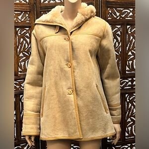 Shearling /Leather Hooded  Jacket